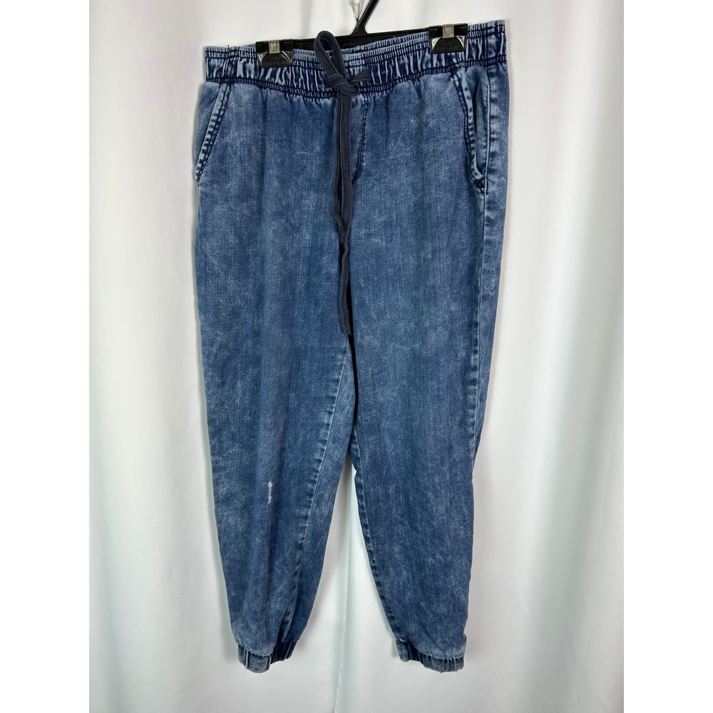 Abercrombie & Fitch Blue Acid Wash Denim Joggers Elastic Waist Comfy Small